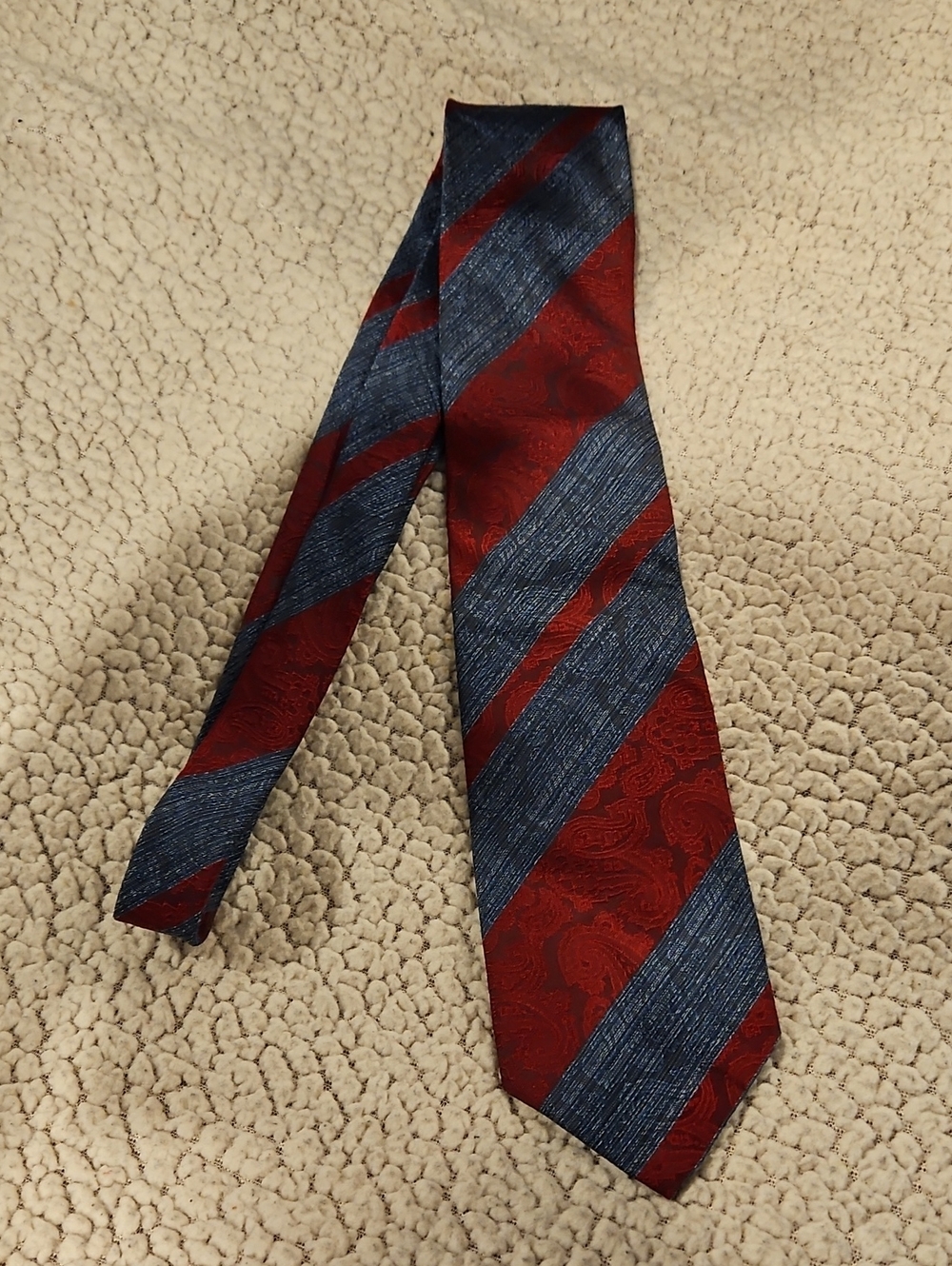Italo Ferretti Red and Blue Striped Silk Tie